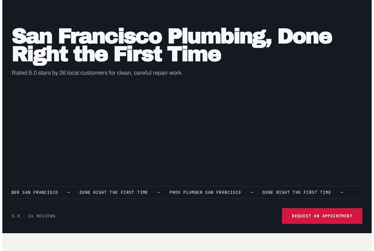 Demo website built for a plumber in San Francisco
