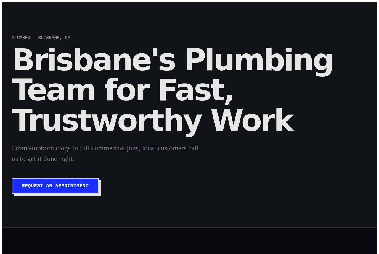 Demo website built for a plumber in Brisbane, California